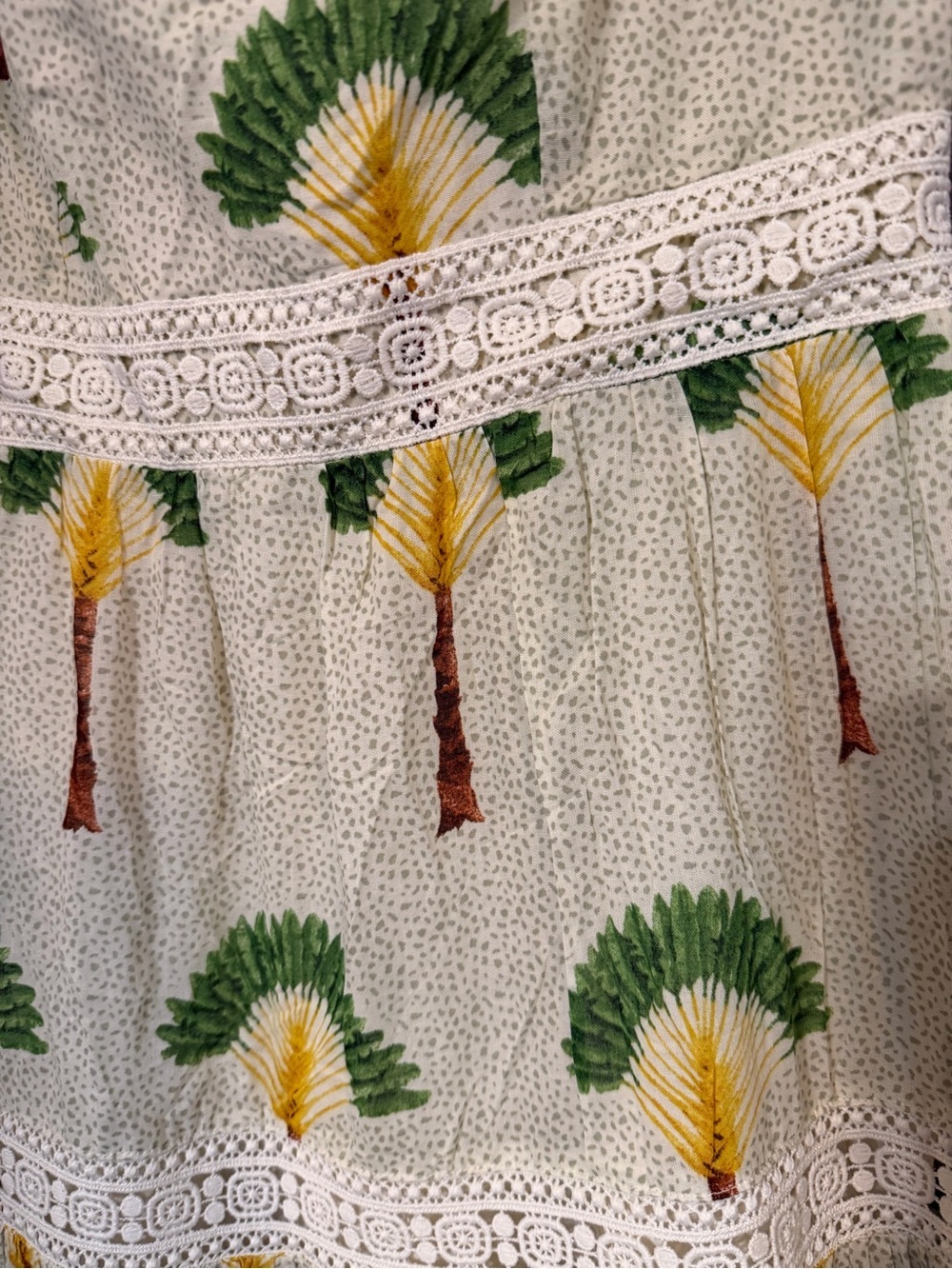 Calypso St. Barth Cream Maxi Dress with Green & Yellow Palm Print - Picture 3 of 9